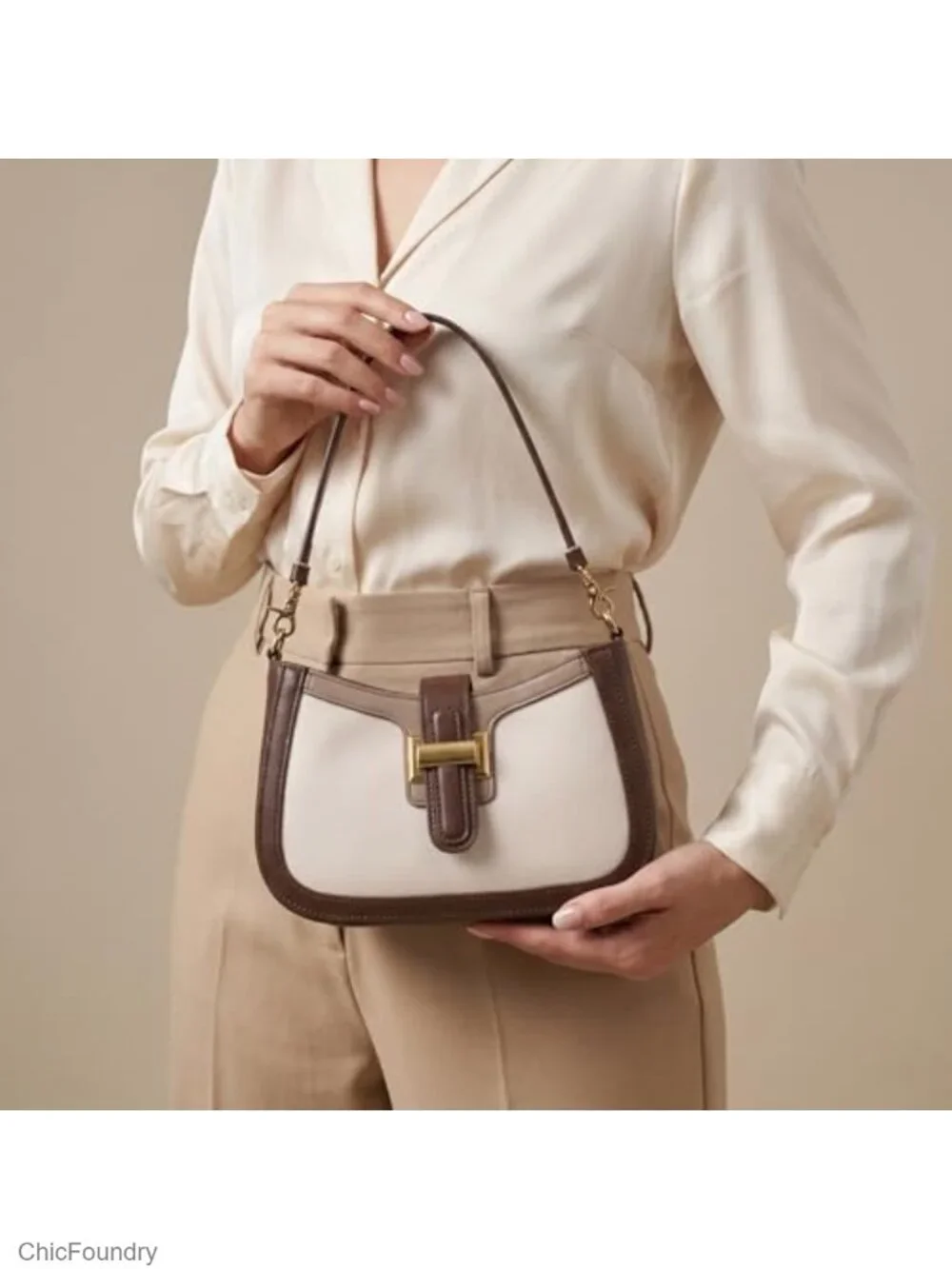 Vintage Two-Tone PU Leather Crossbody Bag with Adjustable Strap